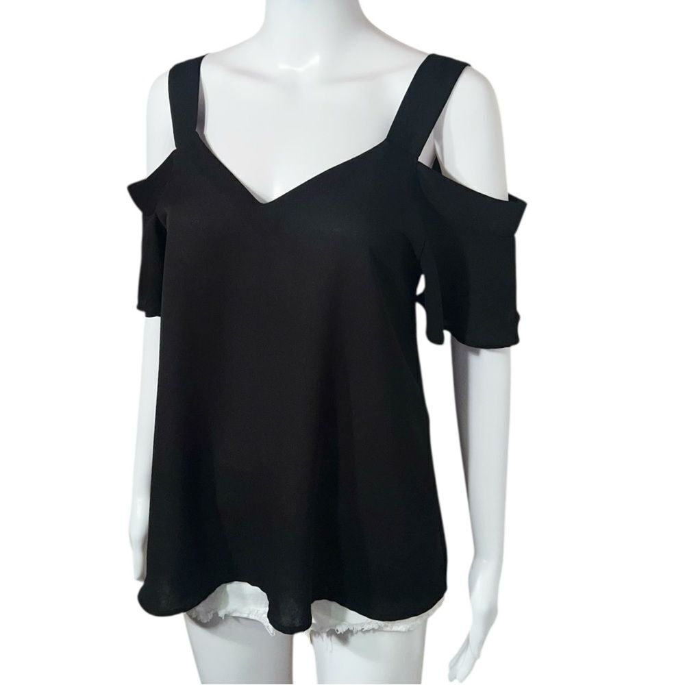 Cold Shoulder Crepe Top - Black NWOT
